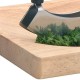 Cuchilla para cortar hierbas con tabla de madera